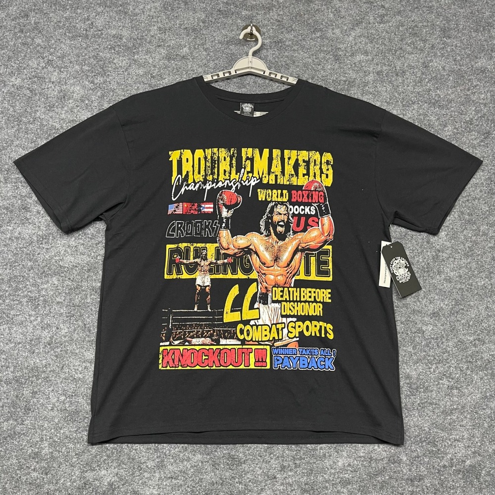 Crooks & Castles Shirt Mens XXL 2XL Troublemakers World Boxing Tee Knockout